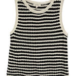 Jessica Simpson Black White Stripe Crochet Knit Sleeveless Tank Top Size L Photo 0