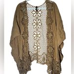 Torrid  Crochet Embroidered Ruana with Sleeves Camel Kimono Coverup Size O/S Photo 9