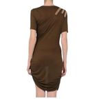 Roberto Cavalli  Dress Jersey Chain Embellished Ruched Short Sleeve Green 44 EUC Photo 1