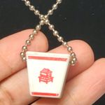 Chinese Takeout Box Necklace 28" White Photo 2