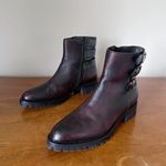 Napoleoni • buckled ankle boots combat moto platform black purple leather patent Size 7 Photo 9