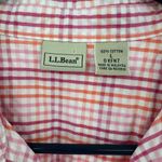L.L.Bean Size Large Shirt Pink Orange Plaid Button Up Long Sleeve Outdoors Cotton Photo 2