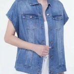 Liverpool  Women's Blue Denim Vest Button Front Size XS Rainier Wash 100% Cotton Photo 0