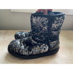 UGG  Australia Black Sequin Boots Short Classic Shearling Winter Snow Ski Cold Photo 7