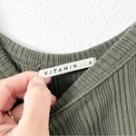 Vitamin A West Organic Ribbed Midi Dress in Olive Green Photo 2