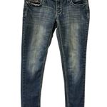 Rue 21 Y2K Twenty One Black  Denim Patchwork Embroidered Low Rise Blue Jeans 5/6R Photo 0