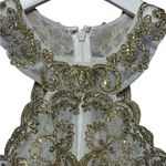 XScape Embellished Embroidered Mikado Party Dress White Gold Size 2 EUC Photo 7