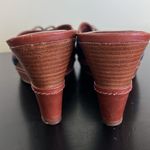 Coldwater Creek EUC  BROWN LEATHER BLUE DENIM WEDGE SLIDE SANDAL Photo 4