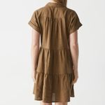 Michael Stars NEW greta short sleeve linen dress dolmam brown khaki size small Photo 1