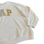 Gap Oversized Pullover Sweatshirt Sweater White Gold Silver Logo Stretch Size XL Photo 5