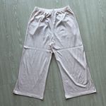 Uniqlo Pajama Pants Womens Medium Cropped Pink White Striped Photo 2