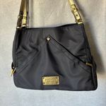 Eric Javits Black Nylon Shoulder Bag Gold Trim Hardware Designer Purse Classic Photo 2