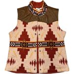 Orvis Leather Wool Aztec Southwestern Print Vest Large Photo 5