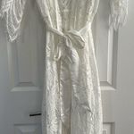 NWT Le Rose bridal bride full length Maxi white lace robe size S/M Photo 0
