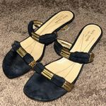 Kate Spade  leather navy & gold slip on sandals kitten heels Photo 0