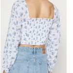 Hollister Floral Smocked Linen Crop Top in Blue Combo Photo 3