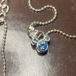 Disney 18” Adjustable Silver Chain Necklace Mickey Head Icon Blue Stone .25” Photo 1