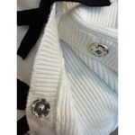 AQUA Brand New  Women's Size Medium Black White V Neck Cardigan Sweater Photo 7