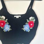 American Eagle  Outfitters Black Crochet Cropped Tank Top Floral Embroidery - S Photo 4