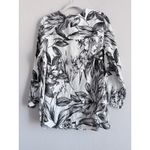 C&C California  Women's 1X Linen Black & White Floral Print Button Down Tunic Photo 8