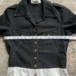 Vintage Color Blocked Black and White Denim Button Front Collared Shirt Dress 4 Photo 4