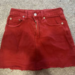 Brandy Melville Original Red Jean Mini Skirt Photo 2