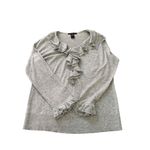 August Silk  Grey Long Sleeve Ruffled Neckline &‎ Cuffs Pullover Sweater Petite M Photo 2