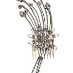 Vintqge Large Rhinestone hair comb wedding formal floral 6in missing one stone Silver Photo 3