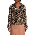 Trina Turk NWT  Reprise Leopard Faux Fur Moto Jacket Size 12 Photo 1
