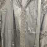 Philosophy Women’s Shirt Med White blue full Lacey like Sleeve Photo 2