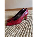 Vintage Margaret Jerrold Red Croc Embossed Leather Pumps Heels 6.5 M Photo 2