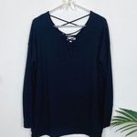 Wild Honey Light Weight Oversize Black Knit Long Sleeve Top Photo 0