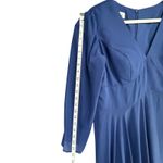 JJs House Chiffon Evening Dress Womens 10 Blue V Neck Floor Length Formal Gown Photo 8