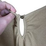 VINTAGE Women’s Metallic Sparkle Ring Front Tunic Blouse in Gold Size 12 Photo 2