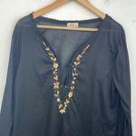 Tommy Bahama Tommy Bahamas Embroidered Black Tunic Top semi sheer boho size Medium Cotton Photo 1