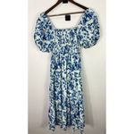 Abercrombie & Fitch  Smocked Midi Dress Small Blue Floral Square Neck Cottage Photo 5
