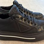 Prada  Milano Black Nylon & Leather Triangle Logo Sneakers EU 37.5 Photo 0