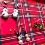 Vintage Christmas earrings bundle snowman holiday ugly sweater party festive Red Photo 0