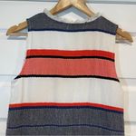 Chelsea & Theodore Woven Striped Fringe Trim Shift Dress 100% Cotton Size SP Blue Photo 12