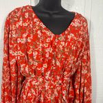 Pink Lily Red Floral Long Sleeve Short Romper Size Medium EUC Photo 4