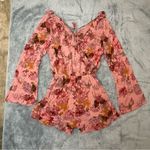 Mossimo Supply Co . Pink Floral Rose Romper Long Bell Sleeves Romantic Size Small Photo 5