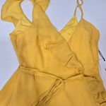 LPA  Asymmetrical Ruffle Wrap Dress in Golden Yellow XS Photo 4