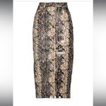 ROTATE Birger Christensen Faux Leather Midi Skirt Snakeskin Buttondown Size 2 Black Photo 3