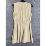 Nine West Sleeveless Beige Shirt Dress Button Drawstring Safari Rayon Blend L Photo 4