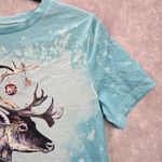 Blue Reindeer Moose Christmas Holoday Festive Print Tshirt Top Small Photo 3