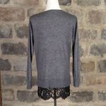 Topshop Gray V Neck Sweater with Lace Trim Elegant Tunic Top Woman's 4 Photo 9