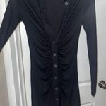 Stradivarius Black Collared Long Sleeve Mini Dress Photo 1