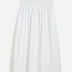 Madewell White Smocked-Waist Poplin Midi Skirt Size Large Photo 5