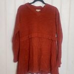 Flax  knit orange v-neck sweater 302 Photo 1