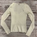 Wilfred  by Aritzia Cream Sweetheart Neckline Longsleeve Top Ribbed Size Medium Photo 0